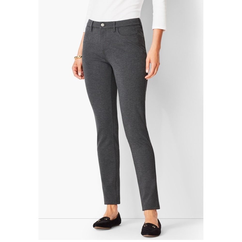 Talbots Womens Charcoal Grey Ponte Jeggings Skinny Ankle Pants High Rise Size 8‎